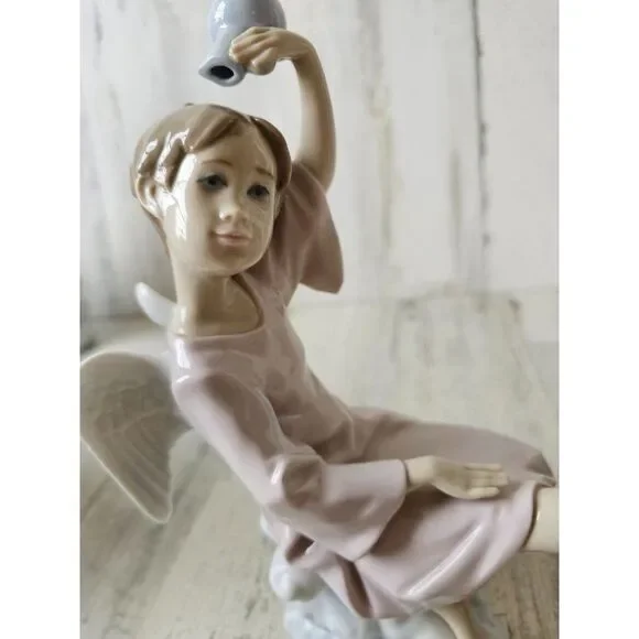 Lladro summer‎ Angel 6148 boy Angel Cherub vase memorial figurine